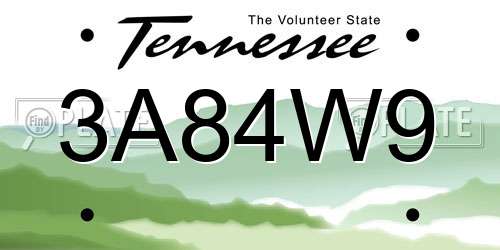 3A84W9 Tennessee License Plate