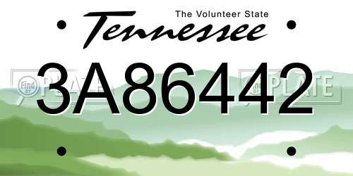 3A86442 Tennessee License Plate