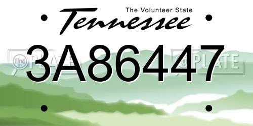 3A86447 Tennessee License Plate