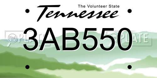 3AB550 Tennessee License Plate