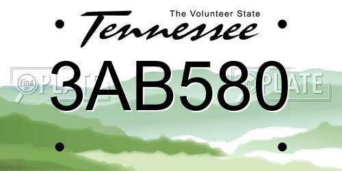 3AB580 Tennessee License Plate