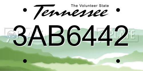 3AB6442 Tennessee License Plate