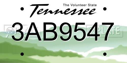 3AB9547 Tennessee License Plate
