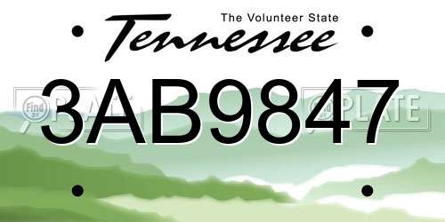 3AB9847 Tennessee License Plate