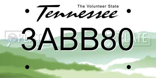 3ABB80 Tennessee License Plate