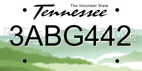 3ABG442 Tennessee License Plate