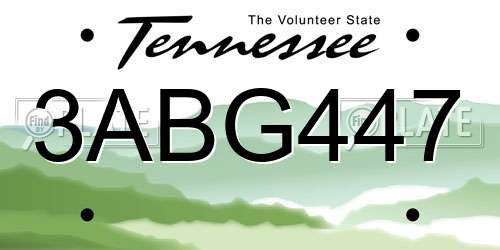 3ABG447 Tennessee License Plate