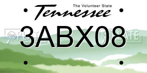 3ABX08 Tennessee License Plate