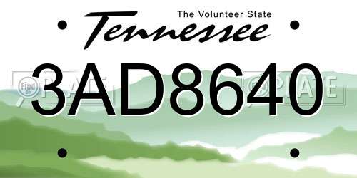 3AD8640 Tennessee License Plate