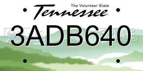 3ADB640 Tennessee License Plate