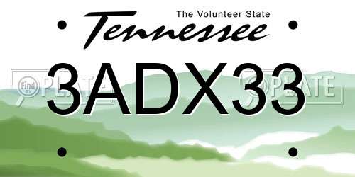3ADX33 Tennessee License Plate