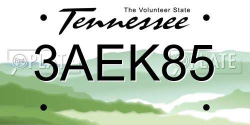 3AEK85 Tennessee License Plate