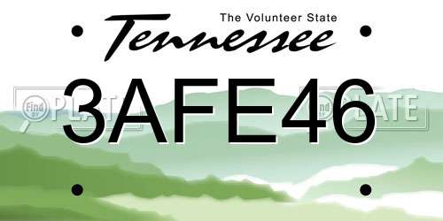 3AFE46 Tennessee License Plate