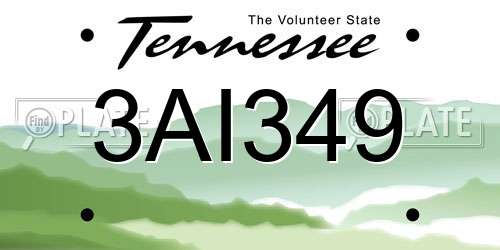 3AI349 Tennessee License Plate