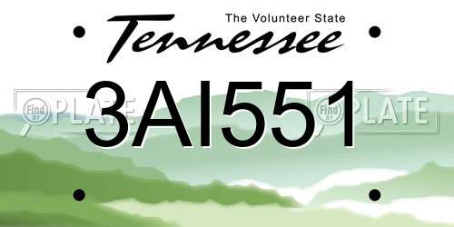 3AI551 Tennessee License Plate