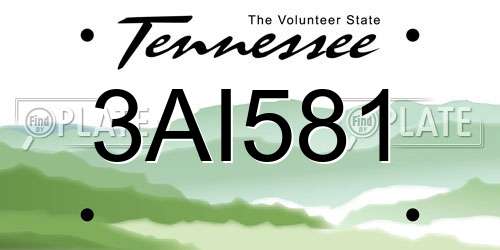 3AI581 Tennessee License Plate