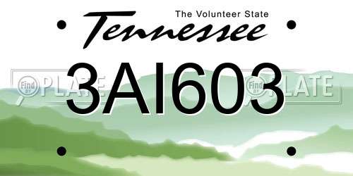 3AI603 Tennessee License Plate
