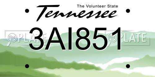 3AI851 Tennessee License Plate