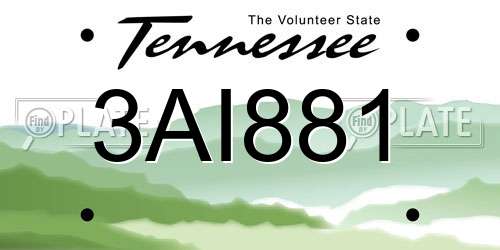 3AI881 Tennessee License Plate