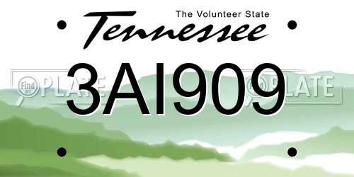 3AI909 Tennessee License Plate