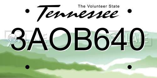 3AOB640 Tennessee License Plate