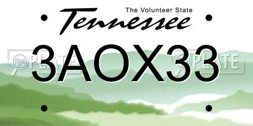 3AOX33 Tennessee License Plate