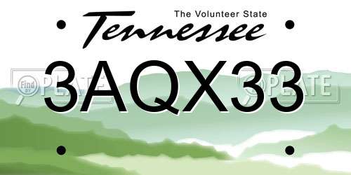 3AQX33 Tennessee License Plate