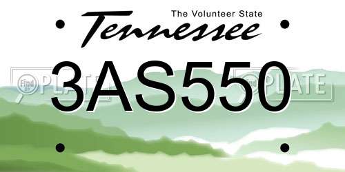 3AS550 Tennessee License Plate