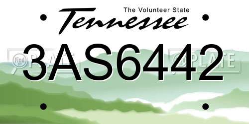 3AS6442 Tennessee License Plate