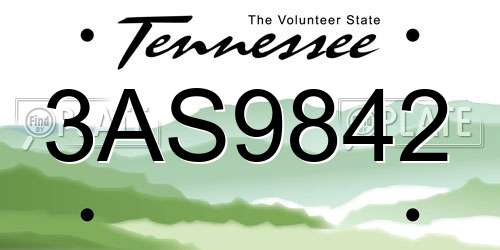 3AS9842 Tennessee License Plate