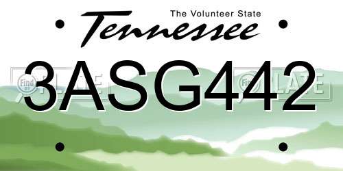 3ASG442 Tennessee License Plate