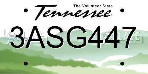 3ASG447 Tennessee License Plate