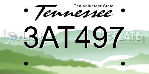 3AT497 Tennessee License Plate
