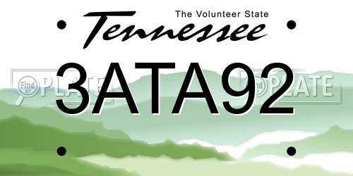 3ATA92 Tennessee License Plate
