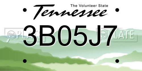3B05J7 Tennessee License Plate