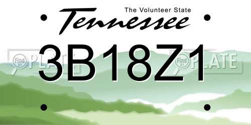 3B18Z1 Tennessee License Plate