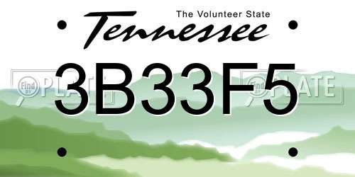 3B33F5 Tennessee License Plate