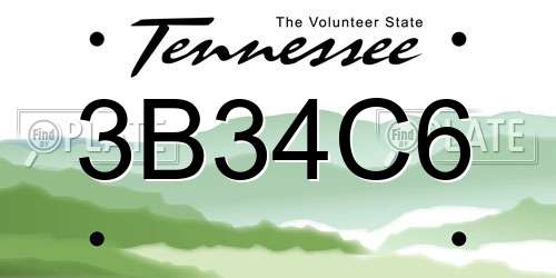 3B34C6 Tennessee License Plate