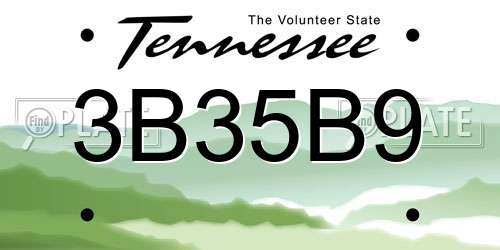 3B35B9 Tennessee License Plate