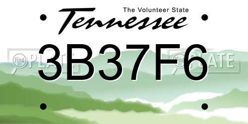 3B37F6 Tennessee License Plate