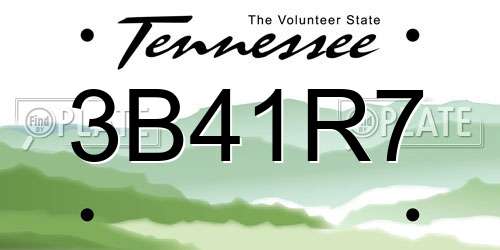 3B41R7 Tennessee License Plate