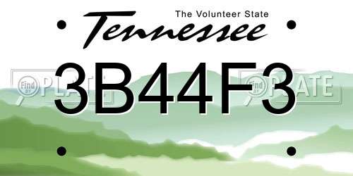3B44F3 Tennessee License Plate