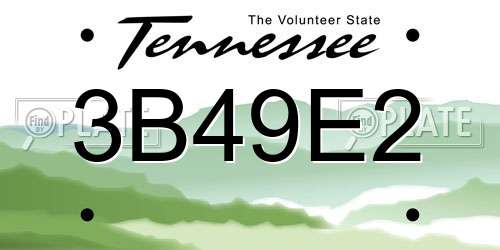 3B49E2 Tennessee License Plate