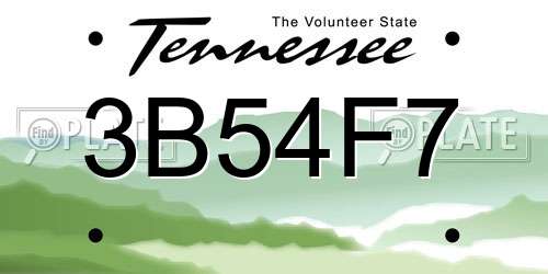 3B54F7 Tennessee License Plate