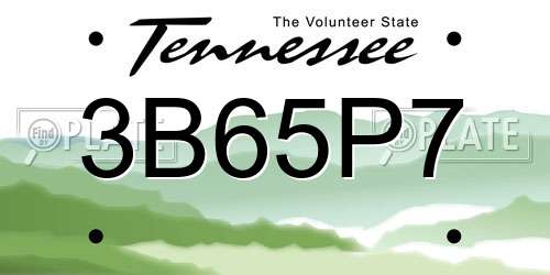 3B65P7 Tennessee License Plate
