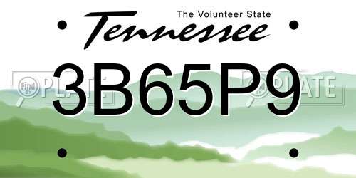 3B65P9 Tennessee License Plate