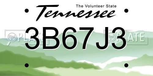 3B67J3 Tennessee License Plate