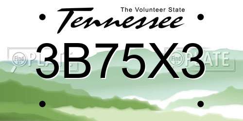 3B75X3 Tennessee License Plate