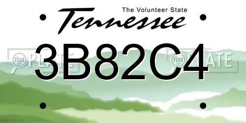 3B82C4 Tennessee License Plate