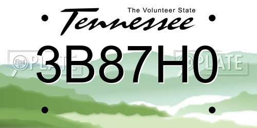 3B87H0 Tennessee License Plate